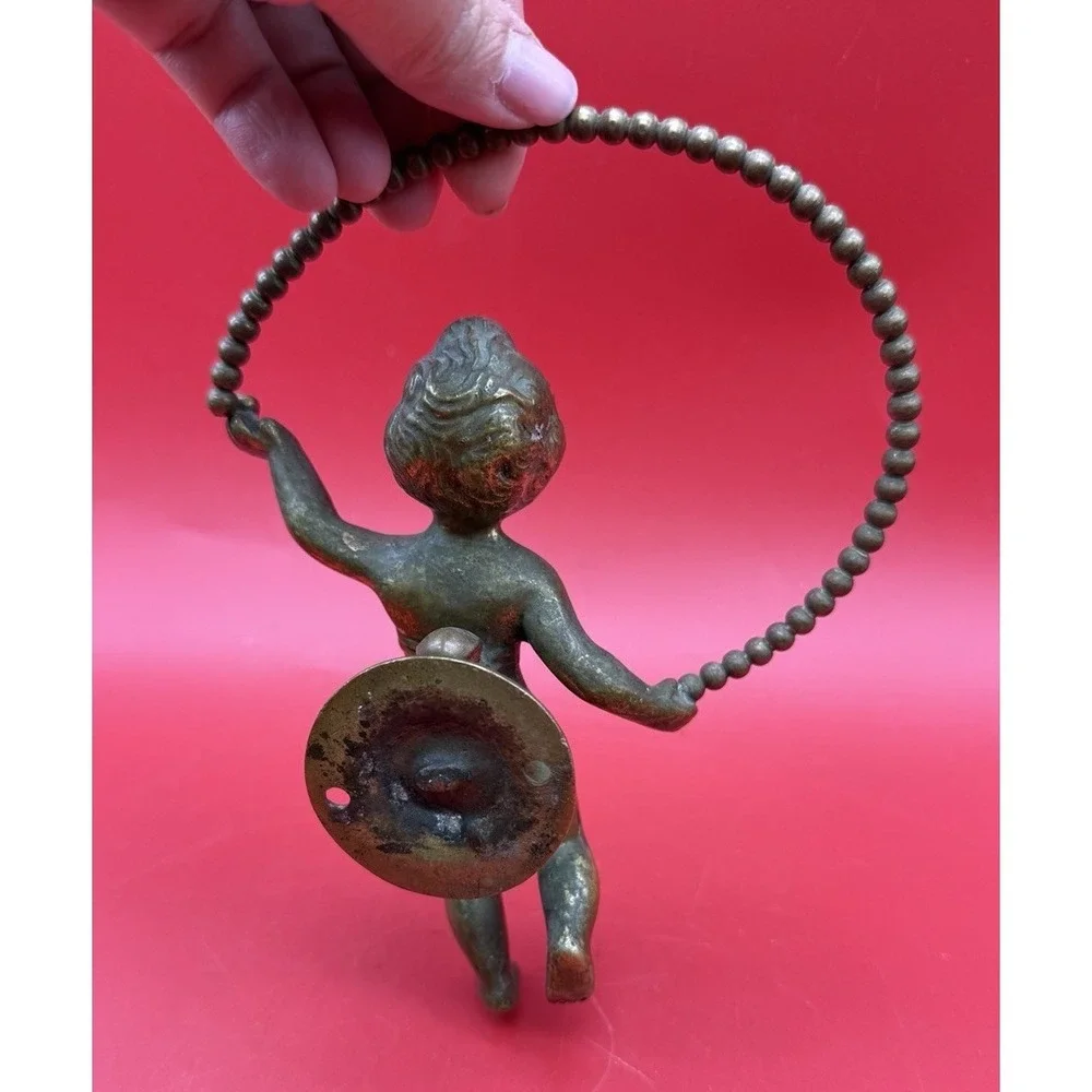 Vintage/Antique Solid Brass Cherub Putto Wall Mount Figure Architectural Decor
